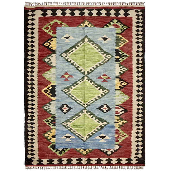 Afghan Vegetable Kilim Rug 4' 10" x 6' 5" Flat-Weave | No. AL990209
