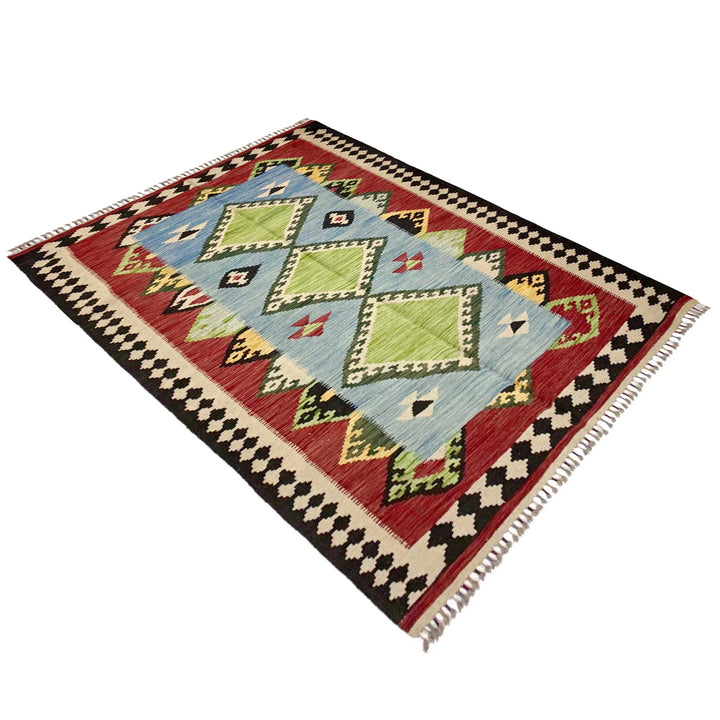 Afghan Vegetable Kilim Rug 4' 10" x 6' 5" Flat-Weave | No. AL990209