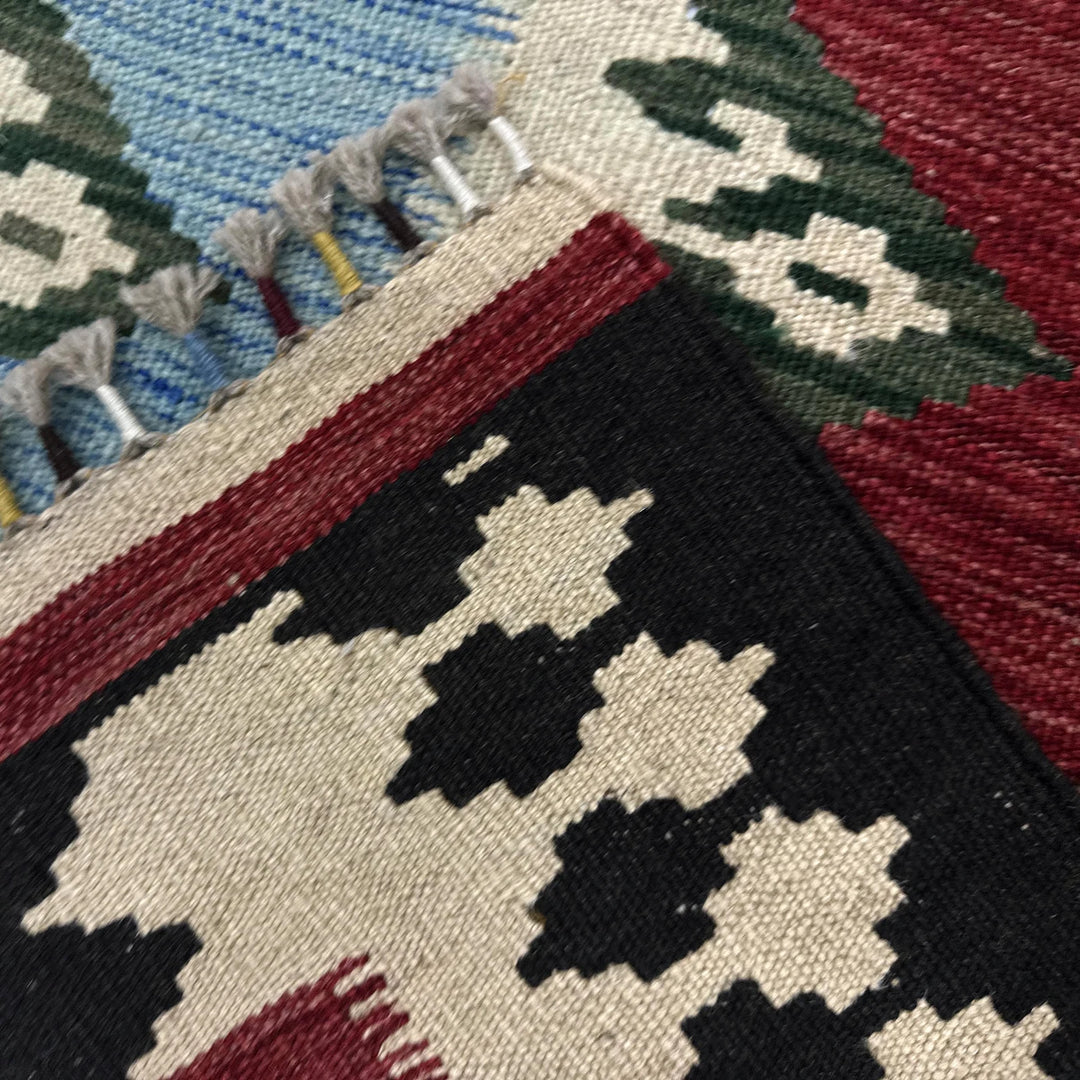 Afghan Vegetable Kilim Rug 4' 10" x 6' 5" Flat-Weave | No. AL990209