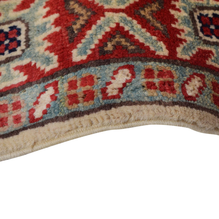 Ivory Afghan Kazak Rug 2' 9" x 3' 8" Hand-Knotted | No. AL99087