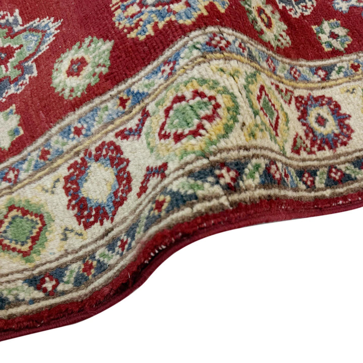 Red Afghan Kazak Rug 2' 7" x 3' 9" Hand-Knotted | No. AL99129