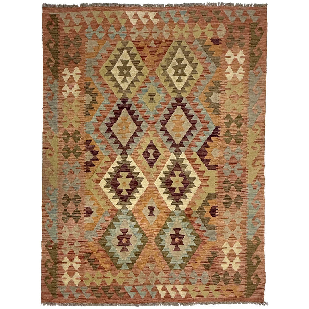 Afghan Kilim Rug 4' 7" x 6' 2" Flat-Weave | No. AL99158