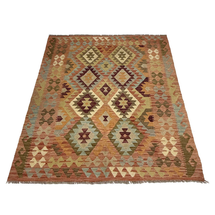 Afghan Kilim Rug 4' 7" x 6' 2" Flat-Weave | No. AL99158