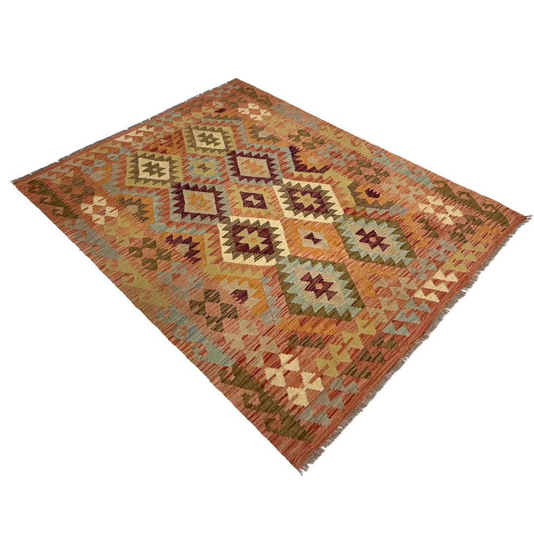 Afghan Kilim Rug 4' 7" x 6' 2" Flat-Weave | No. AL99158