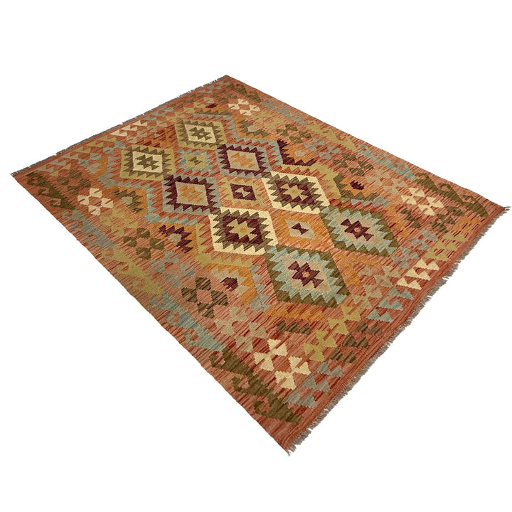 Afghan Kilim Rug 4' 7" x 6' 2" Flat-Weave | No. AL99158