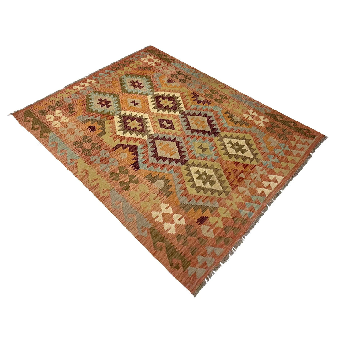 Afghan Kilim Rug 4' 7" x 6' 2" Flat-Weave | No. AL99158