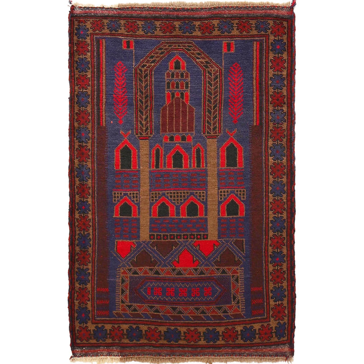 Afghan Prayer Rug 3' 0" x 4' 5" Hand-Knotted | No. AL99166