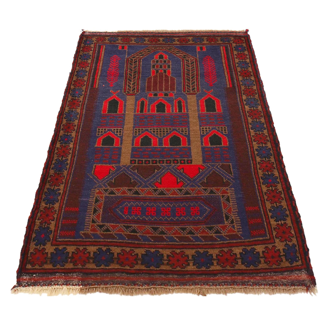 Afghan Prayer Rug 3' 0" x 4' 5" Hand-Knotted | No. AL99166