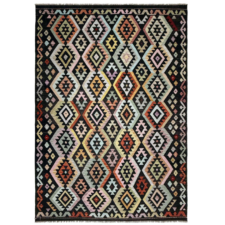 Afghan Vegetable Kilim Rug 6' 5" x 9' 7" Flat-Weave | No. AL992020