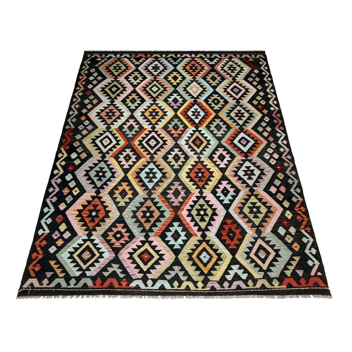 Afghan Vegetable Kilim Rug 6' 5" x 9' 7" Flat-Weave | No. AL992020
