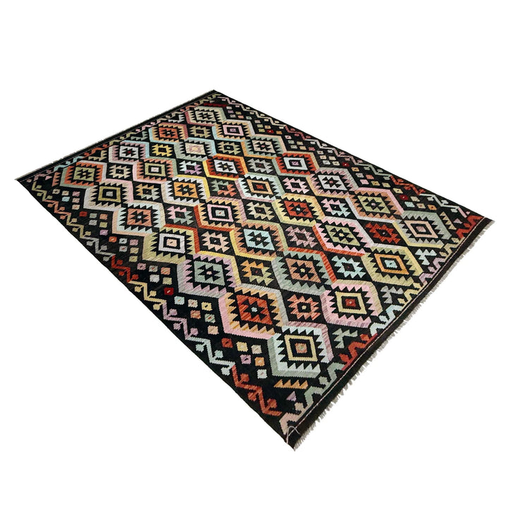 Afghan Vegetable Kilim Rug 6' 5" x 9' 7" Flat-Weave | No. AL992020
