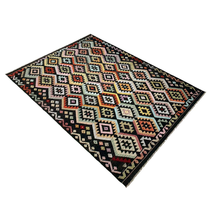 Afghan Vegetable Kilim Rug 6' 5" x 9' 7" Flat-Weave | No. AL992020