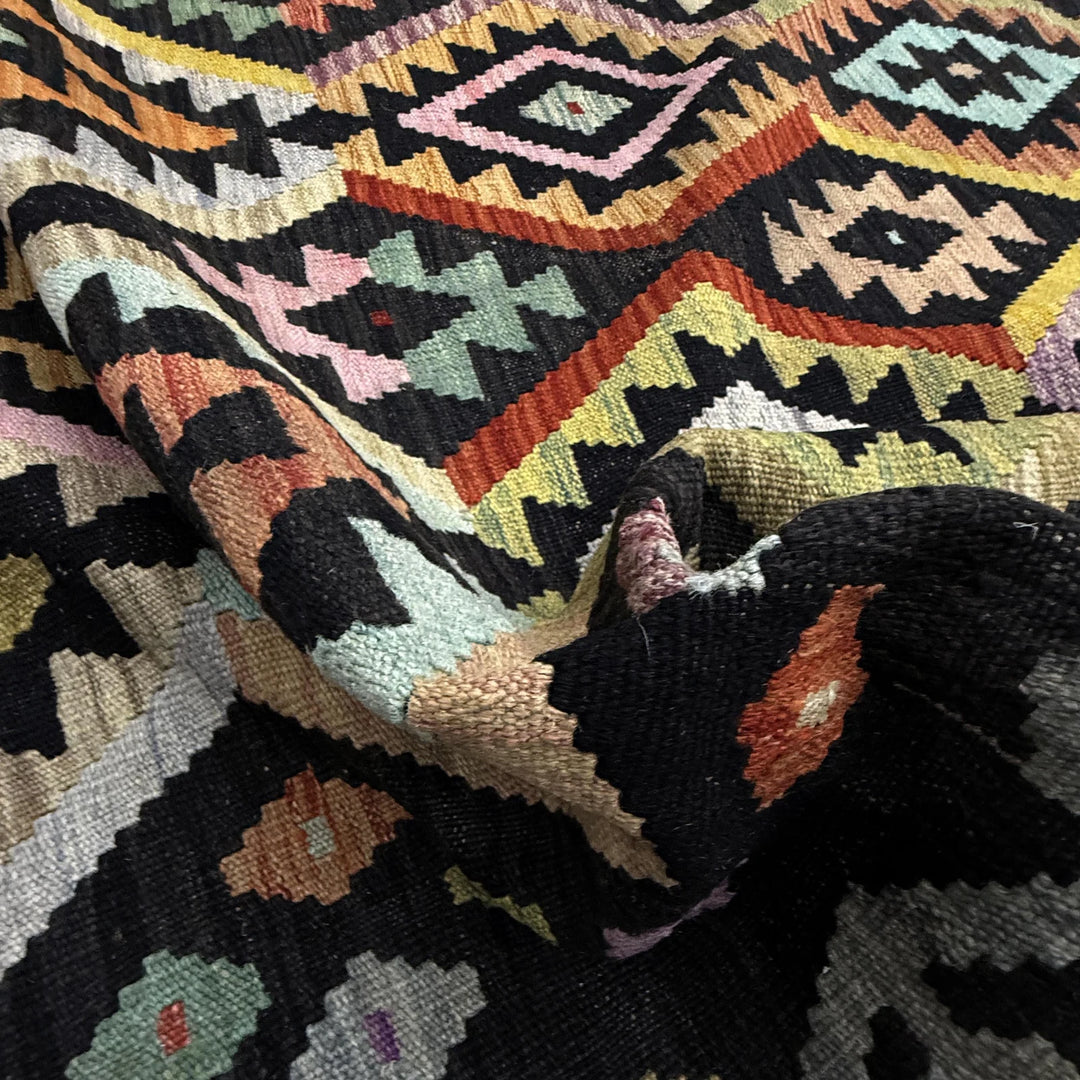 Afghan Vegetable Kilim Rug 6' 5" x 9' 7" Flat-Weave | No. AL992020
