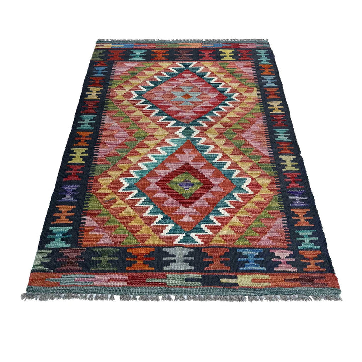 Afghan Vegetable Kilim Rug 2' 5" x 4' 0" Flat-Weave | No. AL99244