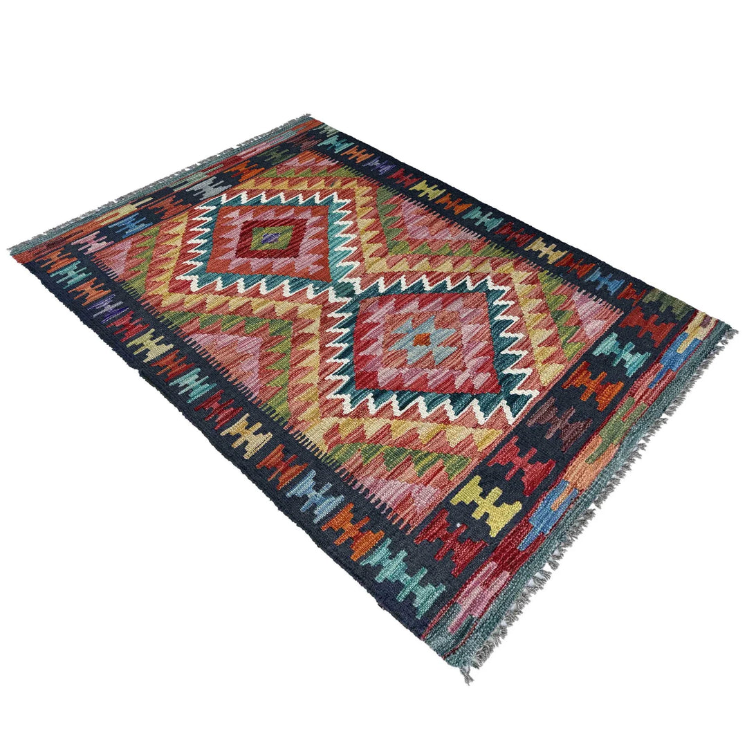 Afghan Vegetable Kilim Rug 2' 5" x 4' 0" Flat-Weave | No. AL99244