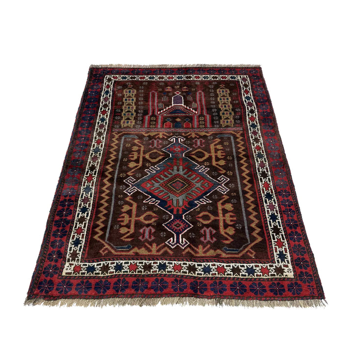 Afghan Prayer Rug 2' 10" x 3' 11" Hand-Knotted | No. AL99308