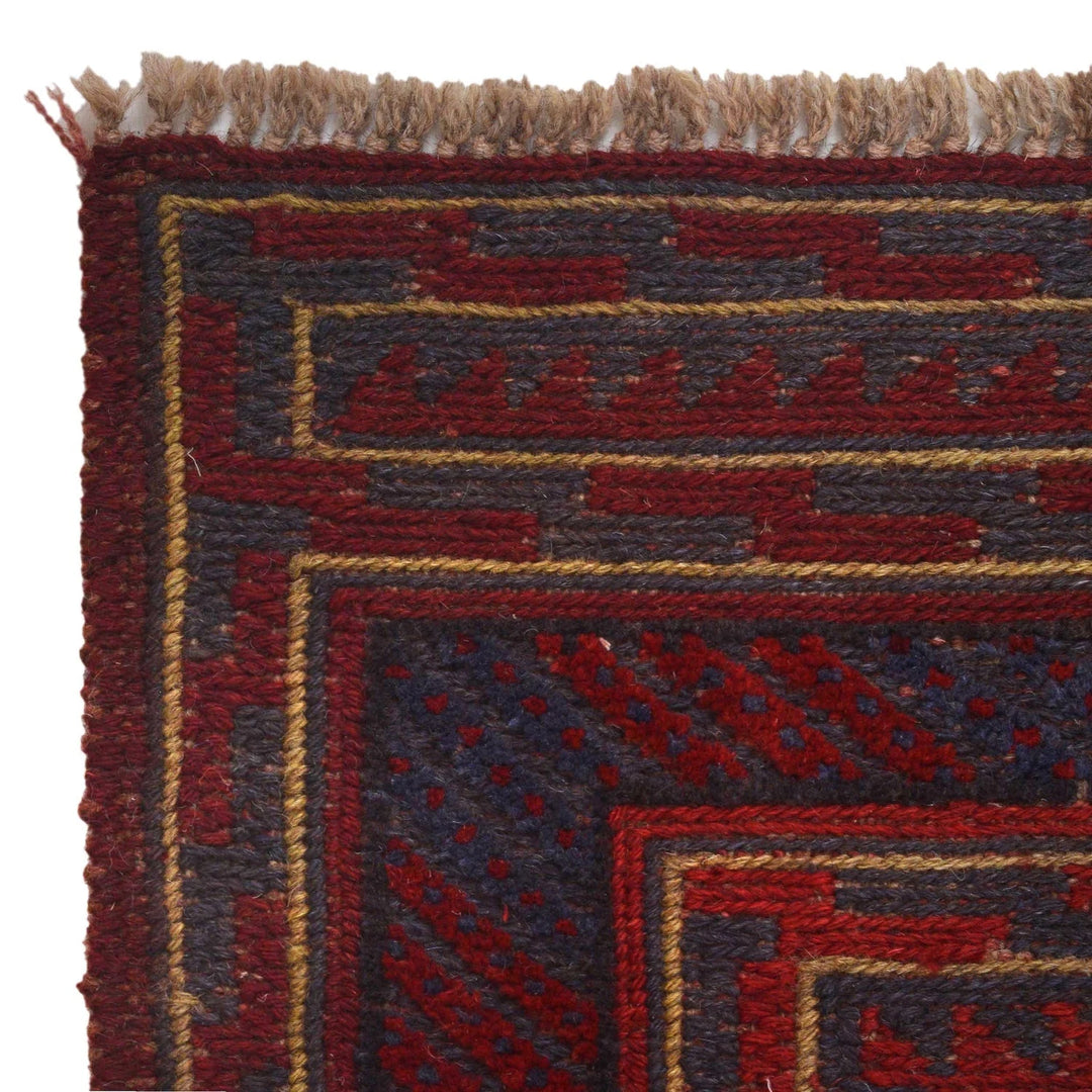 Red Afghan Mashwani Rug 4' 11" x 5' 11" Hand-Knotted | No. AL99376