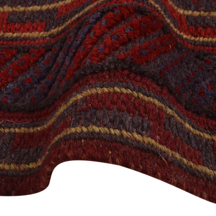 Red Afghan Mashwani Rug 4' 11" x 5' 11" Hand-Knotted | No. AL99376