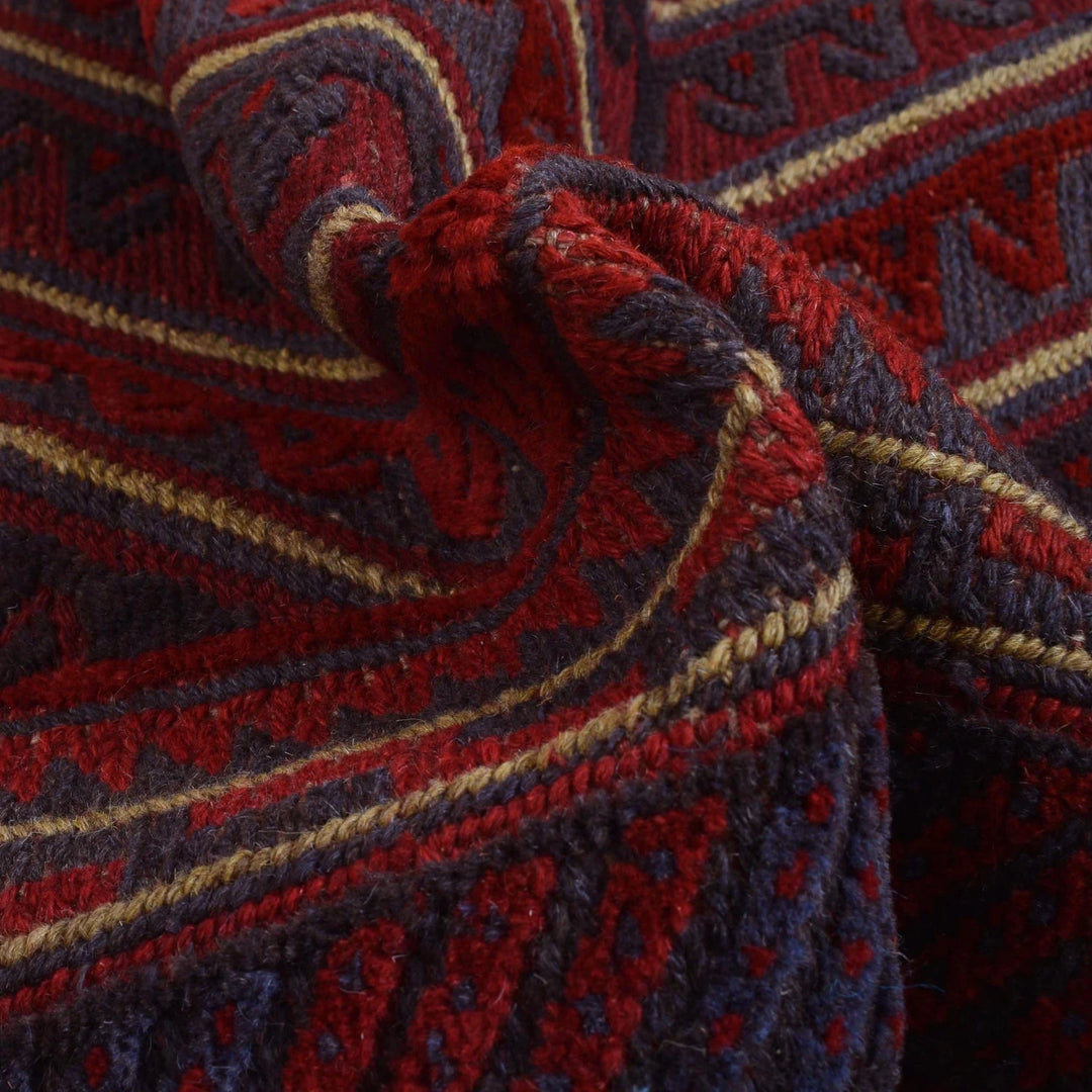 Red Afghan Mashwani Rug 4' 11" x 5' 11" Hand-Knotted | No. AL99376