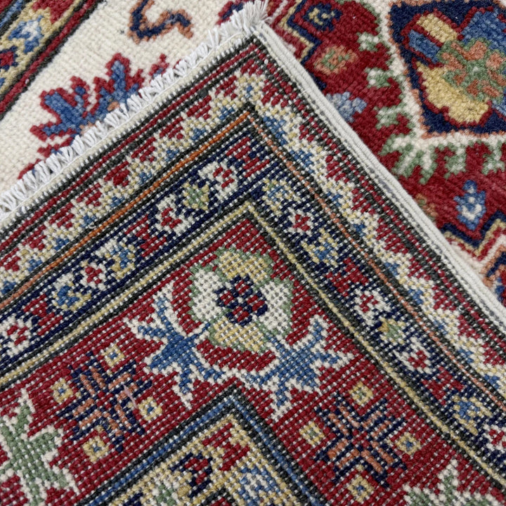 Beige Afghan Kazak Rug 2'7" x 6'9" Hand-Knotted | No. AL99380