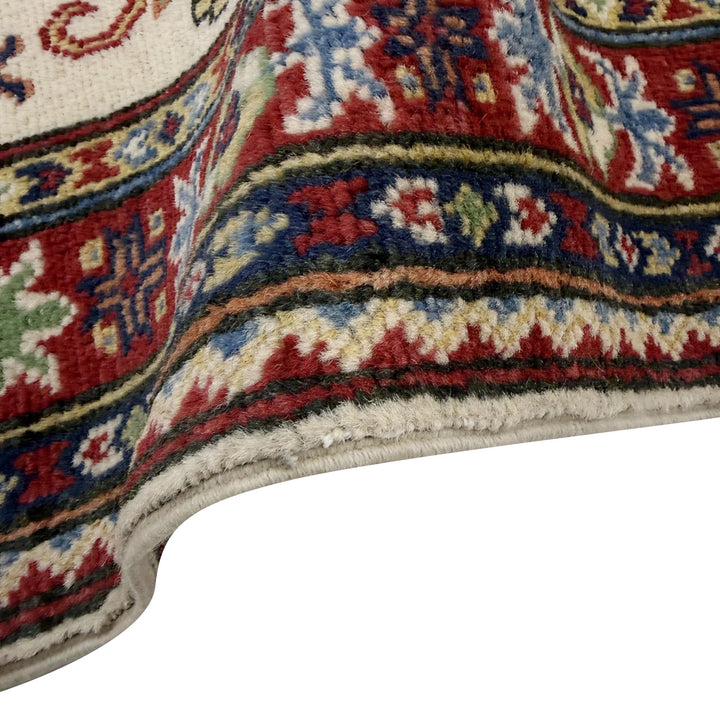 Beige Afghan Kazak Rug 2'7" x 6'9" Hand-Knotted | No. AL99380