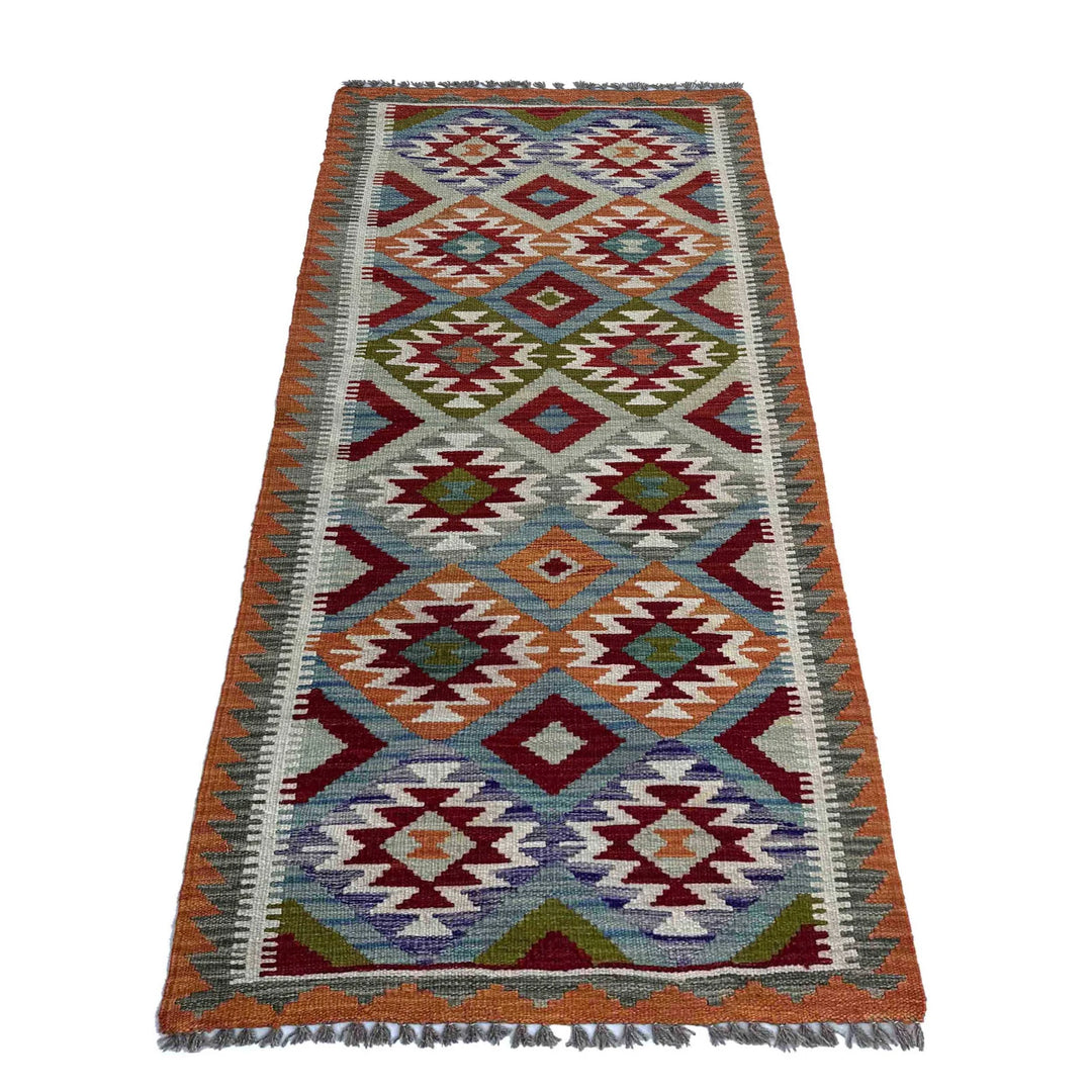 Afghan Vegetable Kilim Rug 2' 6" x 6' 6" Flat-Weave | No. AL99410