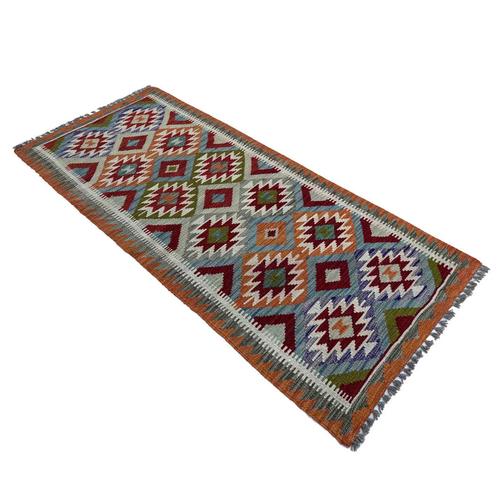 Afghan Vegetable Kilim Rug 2' 6" x 6' 6" Flat-Weave | No. AL99410