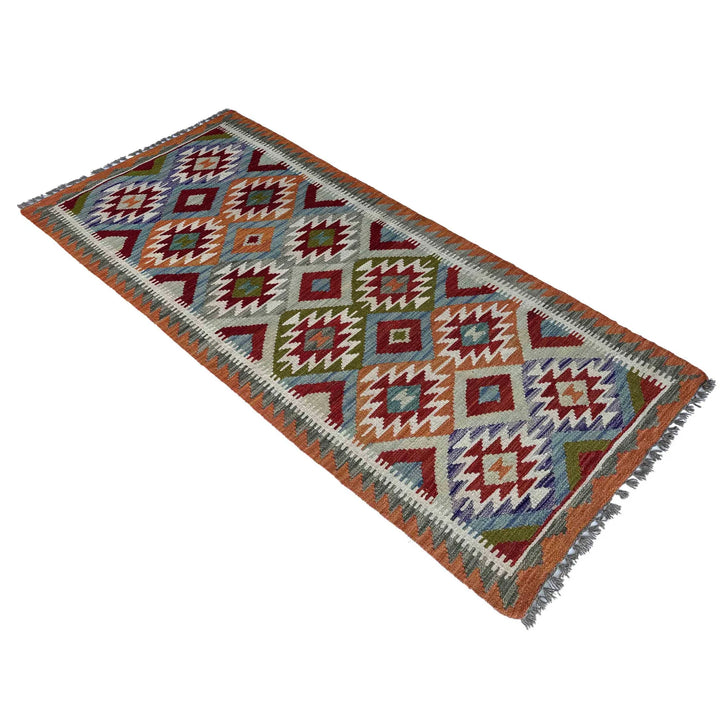 Afghan Vegetable Kilim Rug 2' 6" x 6' 6" Flat-Weave | No. AL99410