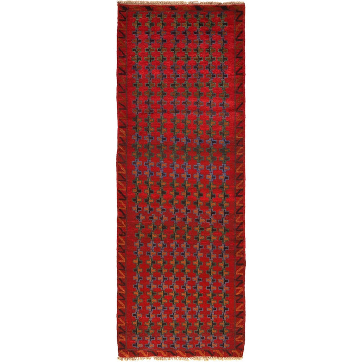 Red Afghan Baluchi Runner Rug 2' 6" x 8' 2" Hand-Knotted | No. AL99412