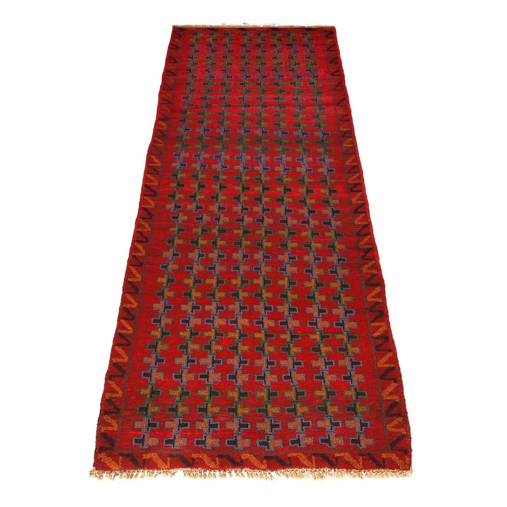 Red Afghan Baluchi Runner Rug 2' 6" x 8' 2" Hand-Knotted | No. AL99412