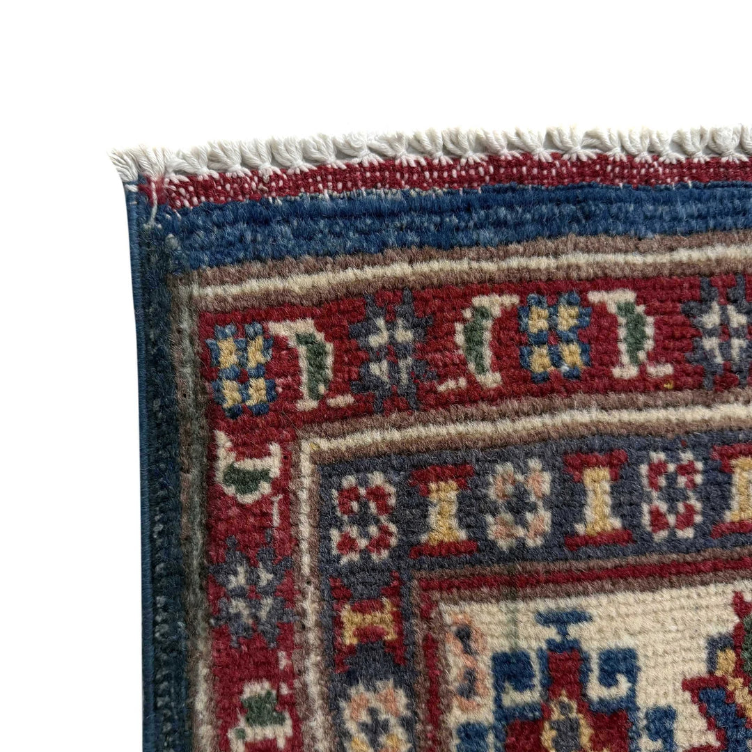 Blue Afghan Kazak Rug 3' 10" x 5' 10" Hand-Knotted | No. AL99456