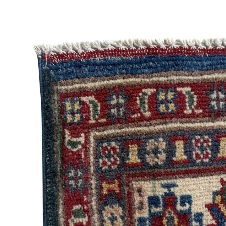 Blue Afghan Kazak Rug 3' 10" x 5' 10" Hand-Knotted | No. AL99456