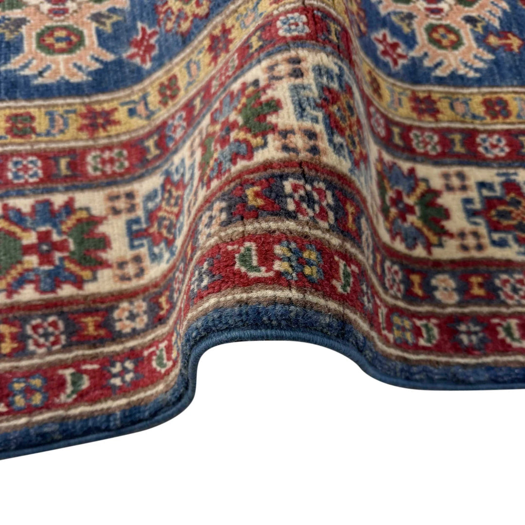 Blue Afghan Kazak Rug 3' 10" x 5' 10" Hand-Knotted | No. AL99456