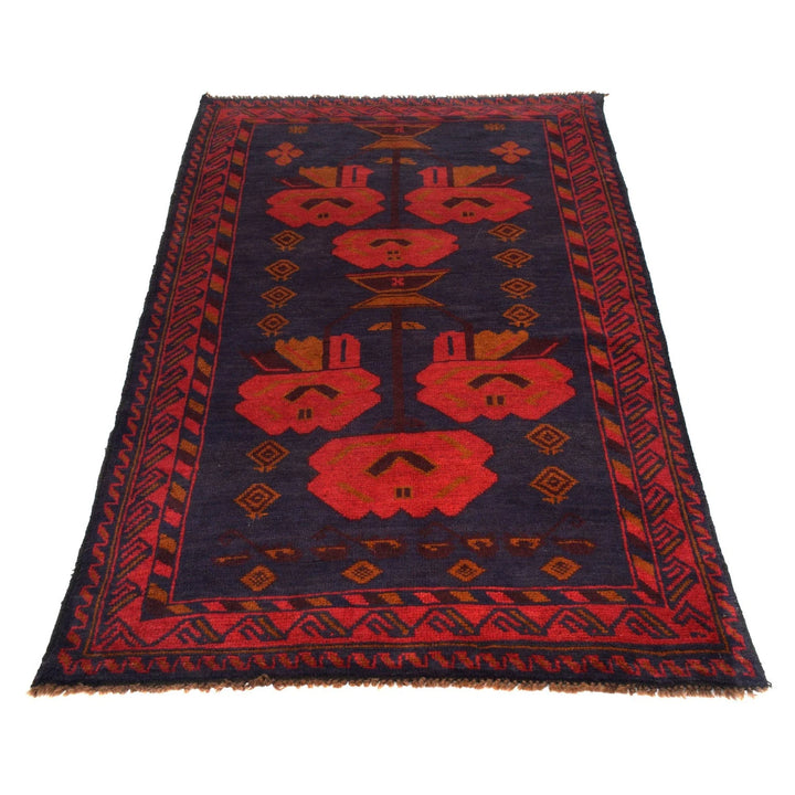 Afghan Baluchi Rug 3' 7" x 6' 2" Hand-Knotted | No. AL99475