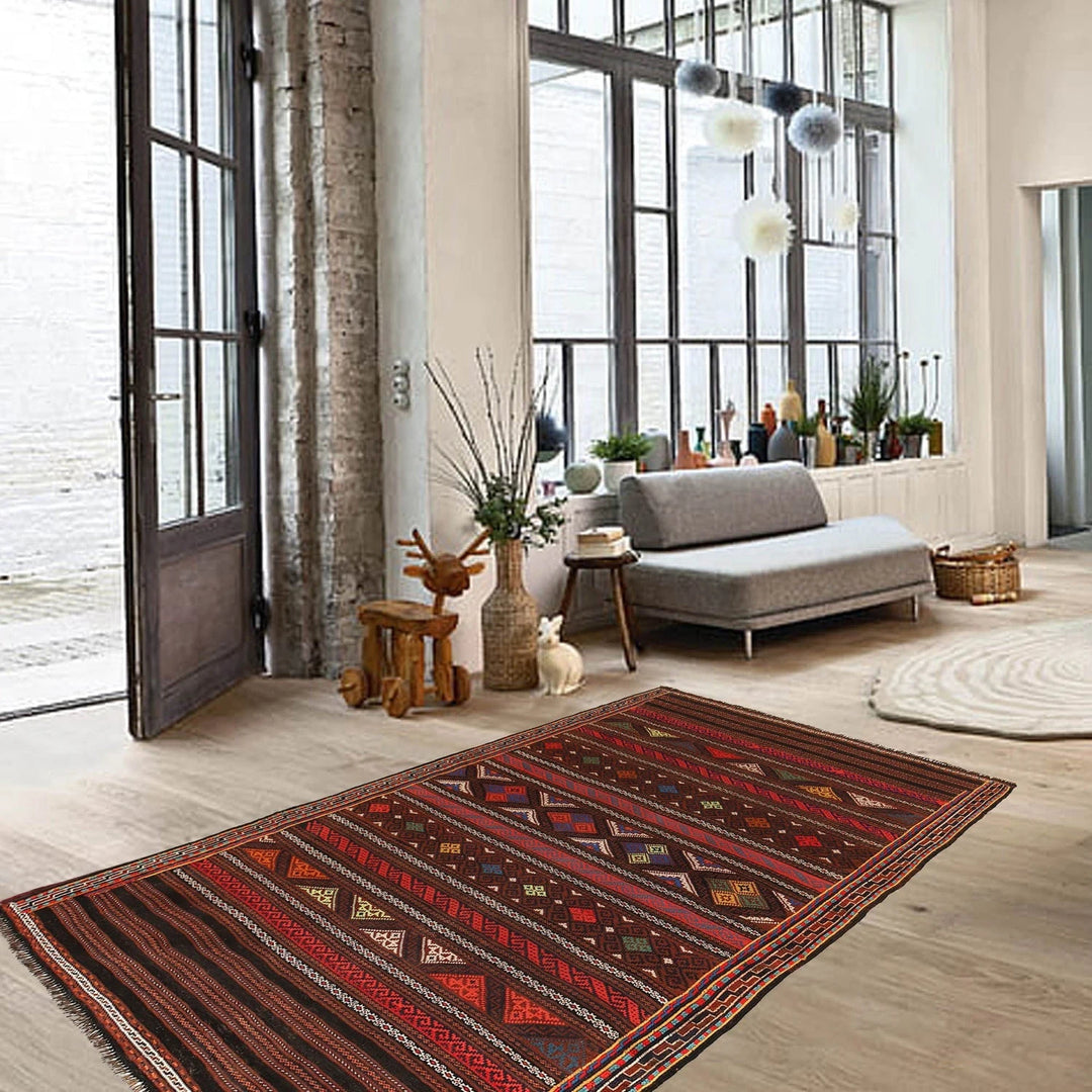 Afghan Laghari Kilim Rug 4' 2" x 7' 0" Flat-Weave | No. AL99496