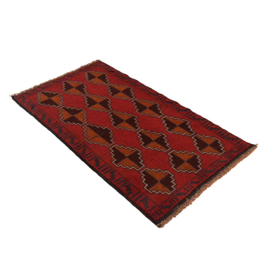 Red Afghan Baluchi Rug 2' 8" x 4' 8" Hand-Knotted | No. AL99502