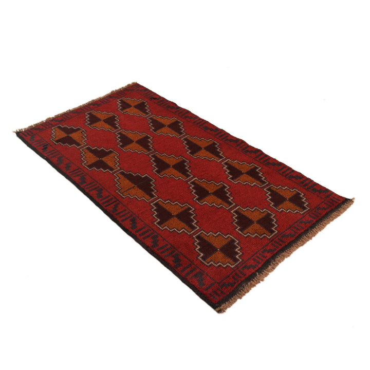 Red Afghan Baluchi Rug 2' 8" x 4' 8" Hand-Knotted | No. AL99502