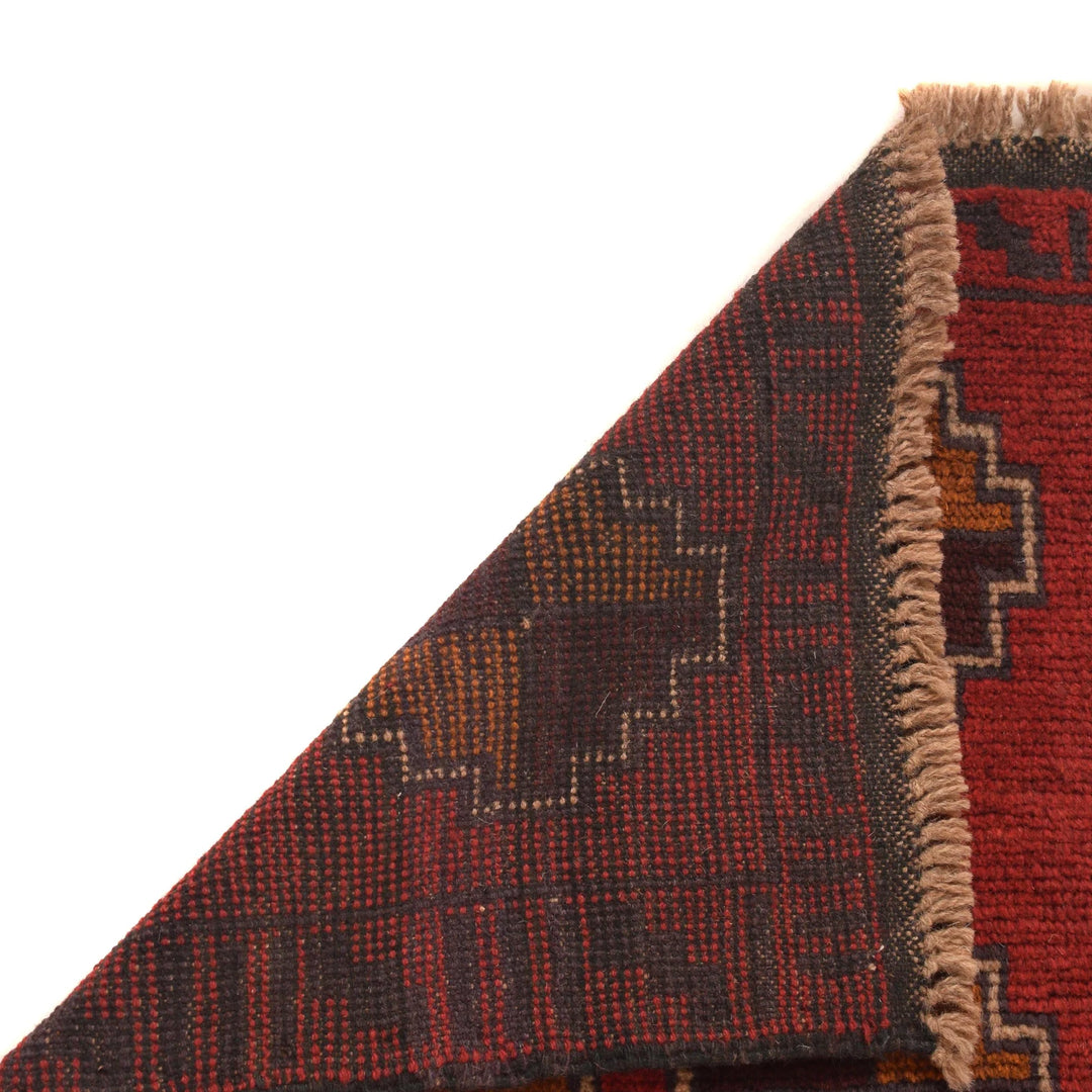 Red Afghan Baluchi Rug 2' 8" x 4' 8" Hand-Knotted | No. AL99502