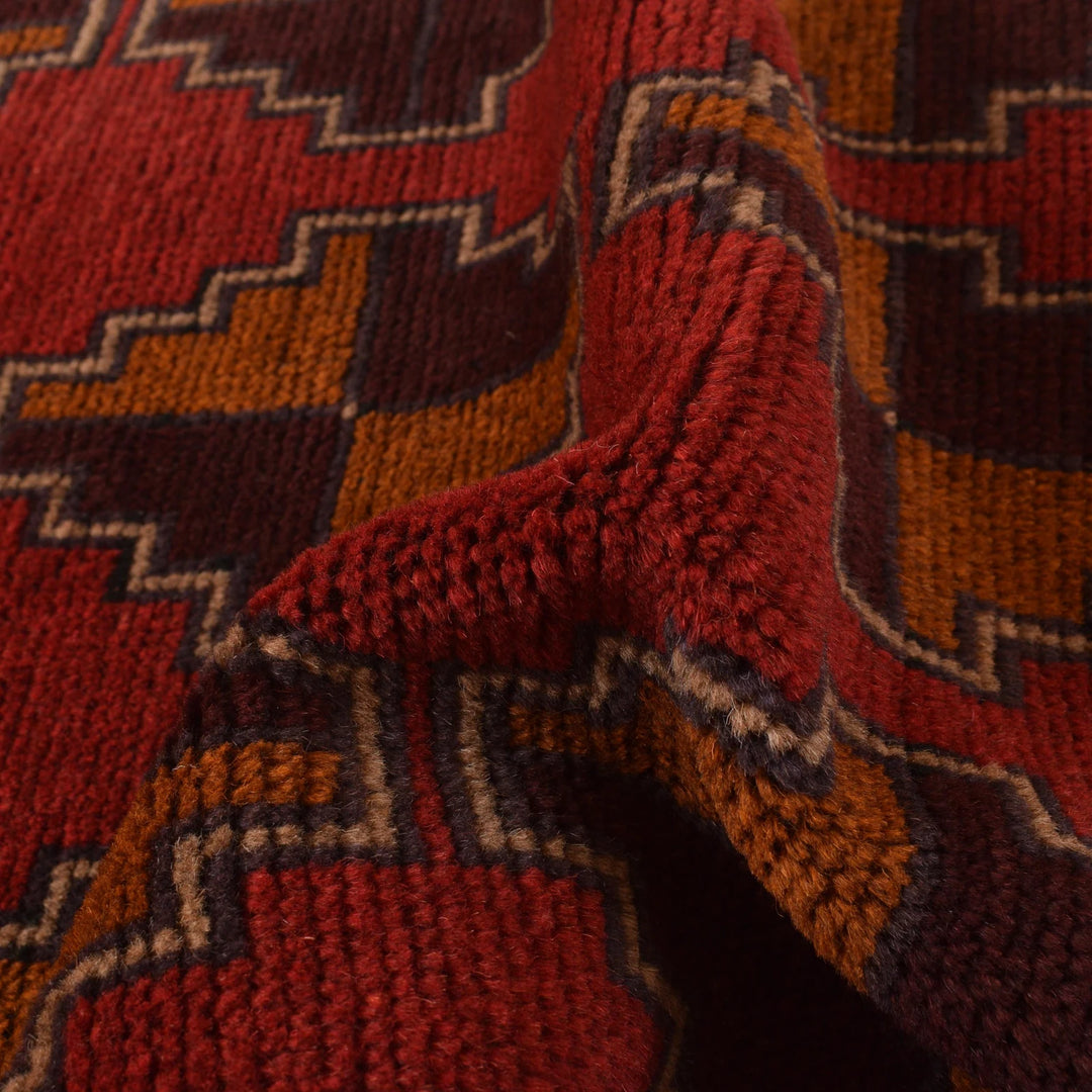 Red Afghan Baluchi Rug 2' 8" x 4' 8" Hand-Knotted | No. AL99502