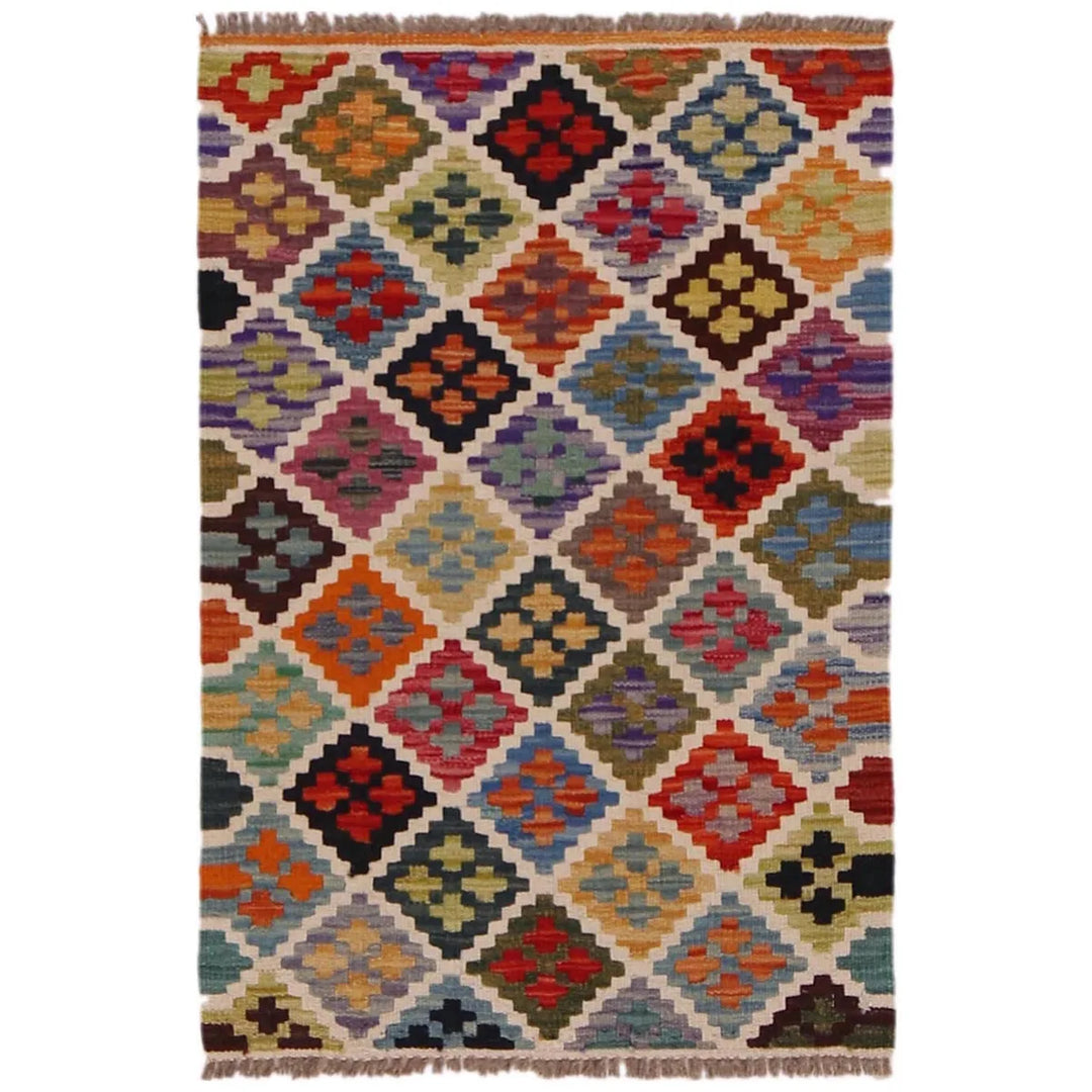 Afghan Kilim Rug 2' 1" x 3' 2" Flat-Weave | No. AL99517