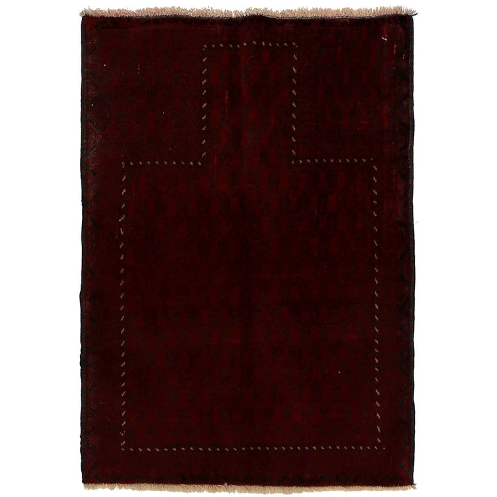 Red Afghan Prayer Rug 2' 9" x 3' 10" Hand-Knotted | No. AL99533