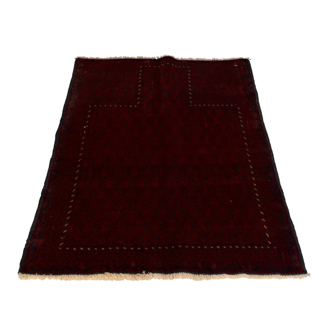 Red Afghan Prayer Rug 2' 9" x 3' 10" Hand-Knotted | No. AL99533
