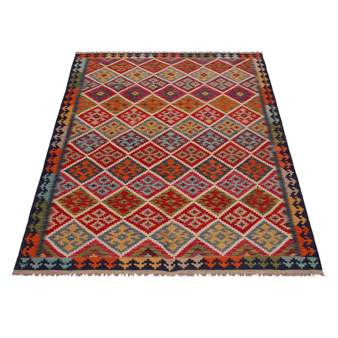 Afghan Kilim Rug 5' 10" x 8' 4" Flat-Weave | No. AL99537