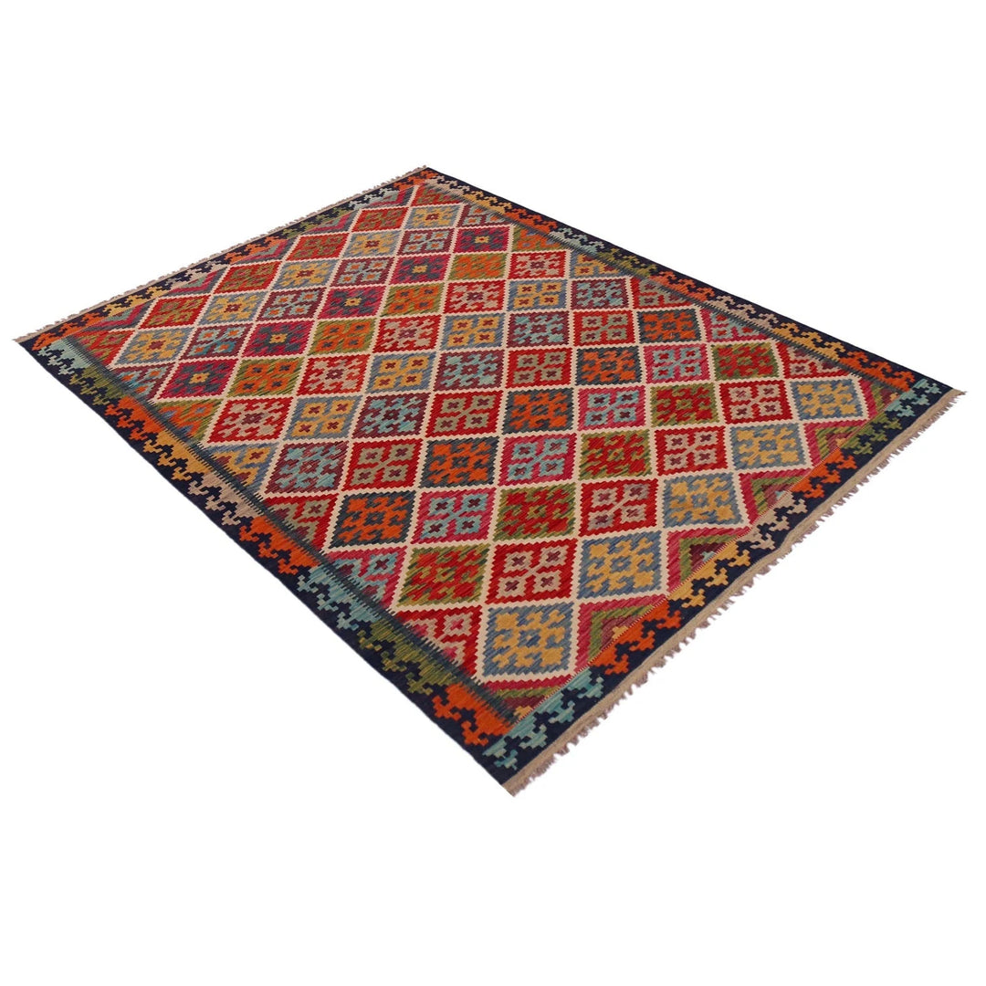 Afghan Kilim Rug 5' 10" x 8' 4" Flat-Weave | No. AL99537