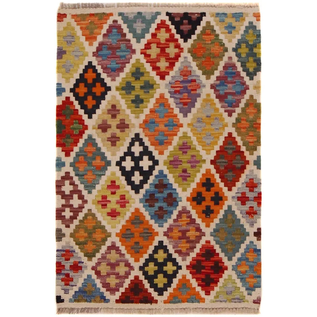 Afghan Vegetable Kelim Rug 2' 0" x 3' 1" Flat-Weave | No. AL99600
