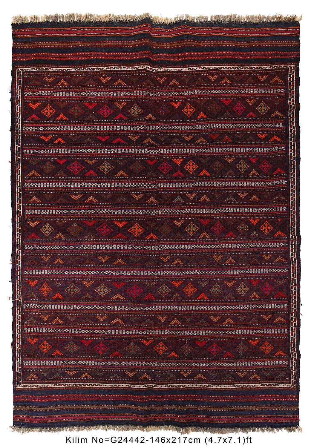 Afghan Laghari Kilim Rug 4' 9" x 7' 1" Flat-Weave | No. AL99650