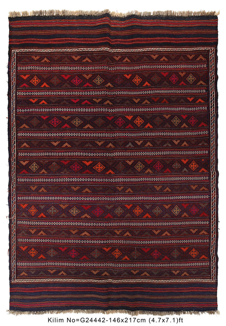 Afghan Laghari Kilim Rug 4' 9" x 7' 1" Flat-Weave | No. AL99650