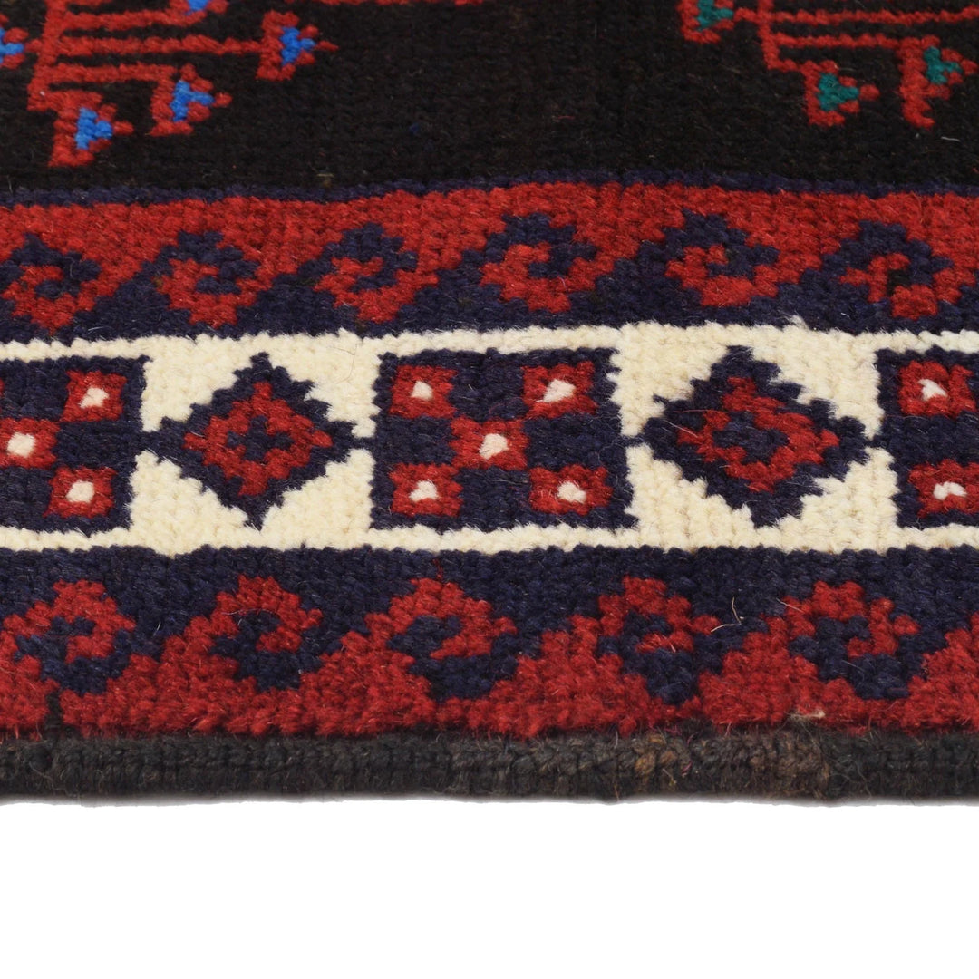 Black Afghan Baluchi Rug 2' 9" x 4' 6" Hand-Knotted | No. AL99689