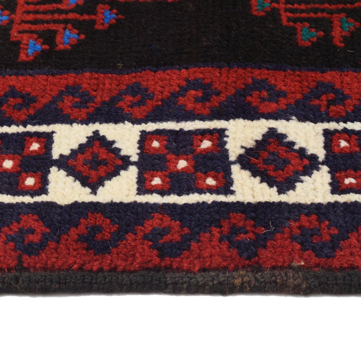 Black Afghan Baluchi Rug 2' 9" x 4' 6" Hand-Knotted | No. AL99689