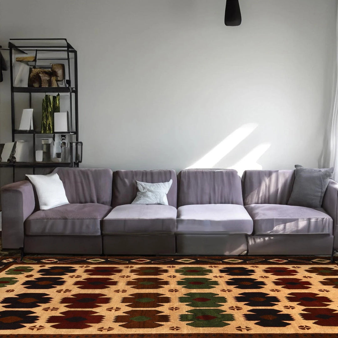 Tan Afghan Kohistani Rug 6' 7" x 8' 11" Hand-Knotted | No. AL99732